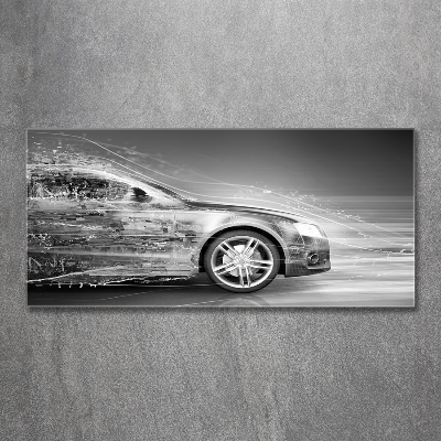Cuadro decorativo de vidrio para salón horizontal Un coche a toda velocidad