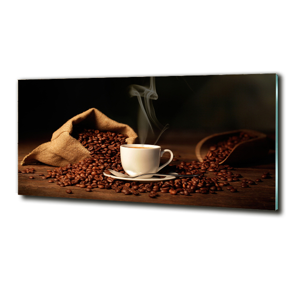 Cuadro de cristal templado moderno horizontal Café en una taza