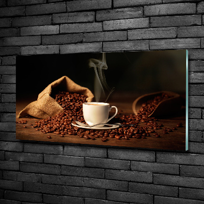 Cuadro de cristal templado moderno horizontal Café en una taza
