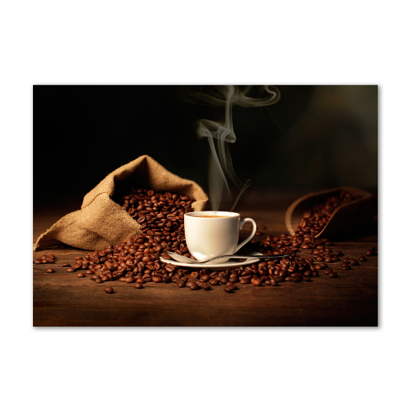 Cuadro de cristal templado moderno horizontal Café en una taza