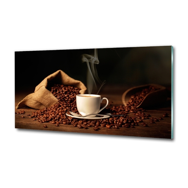 Cuadro de cristal templado moderno horizontal Café en una taza