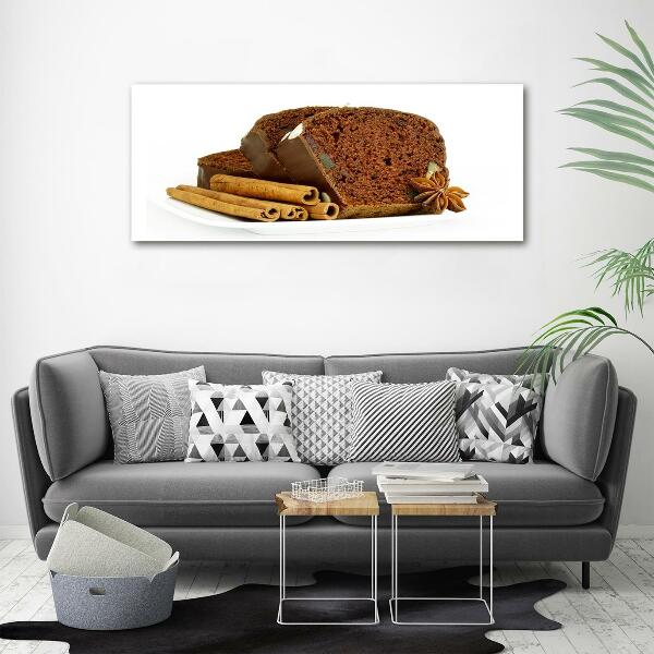 Cuadro decorativo de vidrio para salón horizontal Pan de jengibre y vainilla