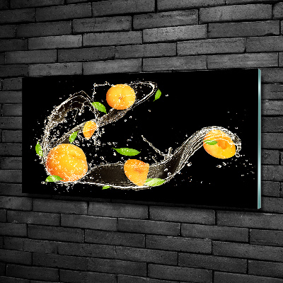 Foto en cristal de alta calidad con impresión uv horizontal Albaricoques y agua