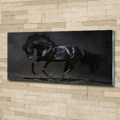 Cuadro de cristal templado moderno horizontal Caballo oscuro