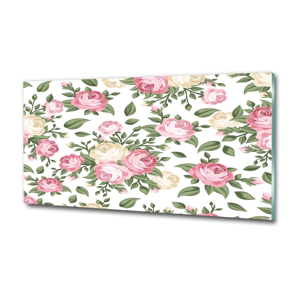 Cuadro de cristal templado moderno horizontal Rosas