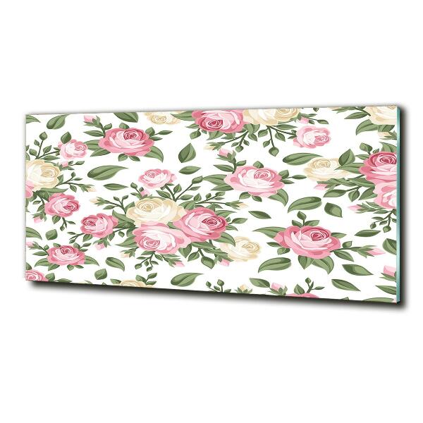 Cuadro de cristal templado moderno horizontal Rosas