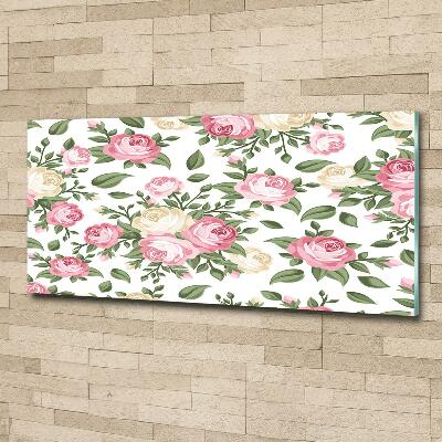 Cuadro de cristal templado moderno horizontal Rosas