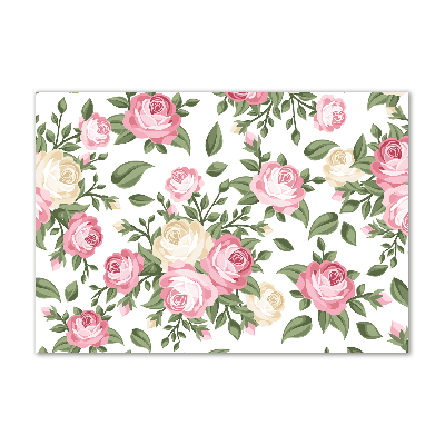 Cuadro de cristal templado moderno horizontal Rosas