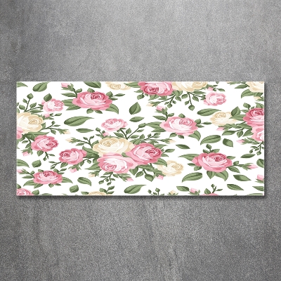 Cuadro de cristal templado moderno horizontal Rosas