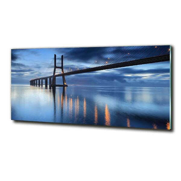 Foto en cristal de alta calidad con impresión uv horizontal Puente iluminado