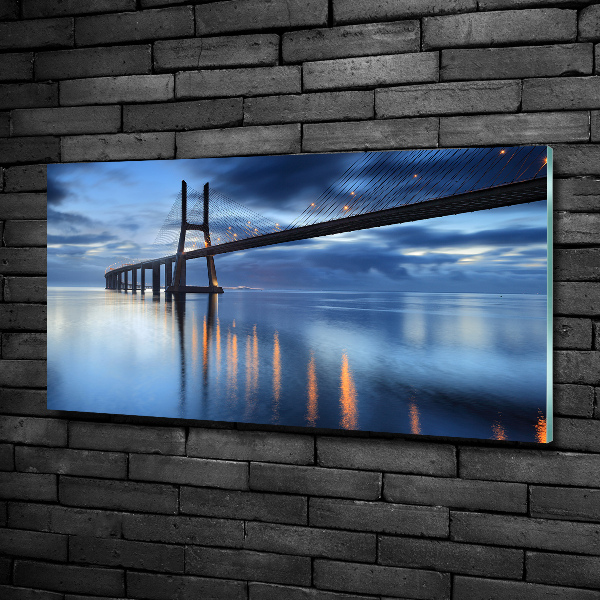 Foto en cristal de alta calidad con impresión uv horizontal Puente iluminado