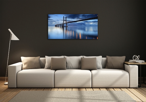 Foto en cristal de alta calidad con impresión uv horizontal Puente iluminado