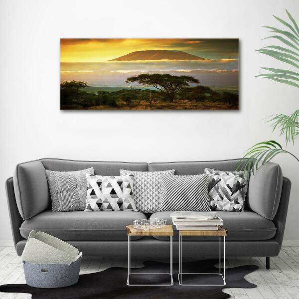 Cuadro decorativo de vidrio para salón horizontal Kilimanjaro Kenia