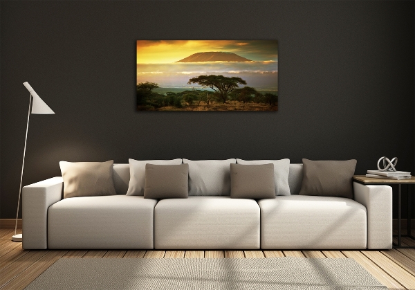 Cuadro decorativo de vidrio para salón horizontal Kilimanjaro Kenia