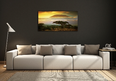 Cuadro decorativo de vidrio para salón horizontal Kilimanjaro Kenia