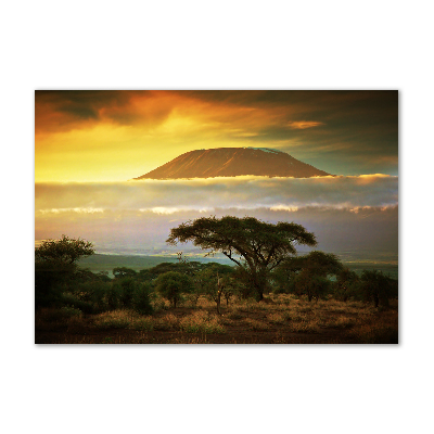 Cuadro decorativo de vidrio para salón horizontal Kilimanjaro Kenia
