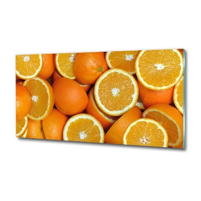 Cuadro decorativo de vidrio para salón horizontal Mitades de naranja