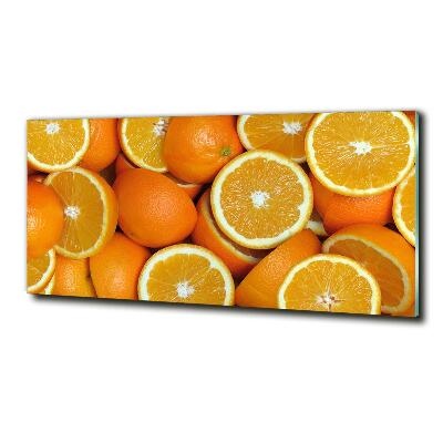 Cuadro decorativo de vidrio para salón horizontal Mitades de naranja