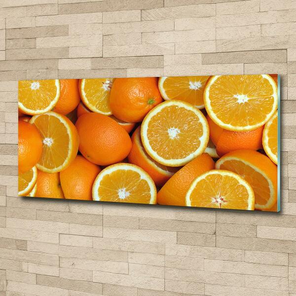 Cuadro decorativo de vidrio para salón horizontal Mitades de naranja