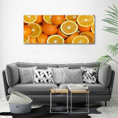 Cuadro decorativo de vidrio para salón horizontal Mitades de naranja