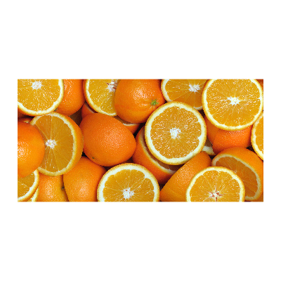 Cuadro decorativo de vidrio para salón horizontal Mitades de naranja