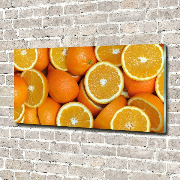Cuadro decorativo de vidrio para salón horizontal Mitades de naranja