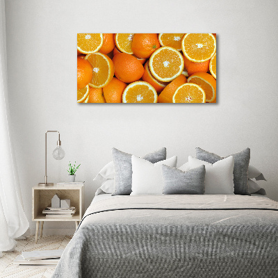 Cuadro decorativo de vidrio para salón horizontal Mitades de naranja