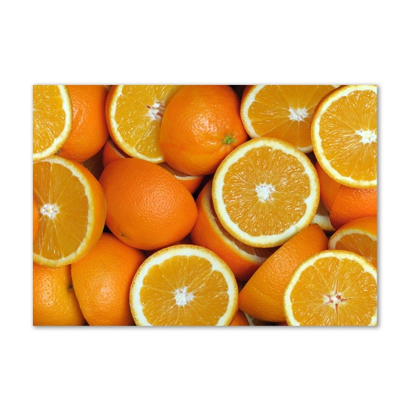 Cuadro decorativo de vidrio para salón horizontal Mitades de naranja