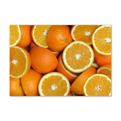 Cuadro decorativo de vidrio para salón horizontal Mitades de naranja