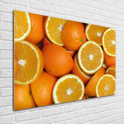 Cuadro decorativo de vidrio para salón horizontal Mitades de naranja
