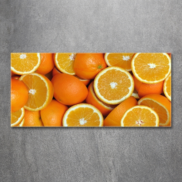 Cuadro decorativo de vidrio para salón horizontal Mitades de naranja
