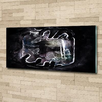 Cuadro decorativo de vidrio para salón horizontal Mariposas en un frasco