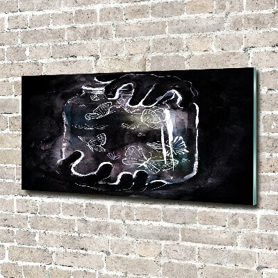 Cuadro decorativo de vidrio para salón horizontal Mariposas en un frasco
