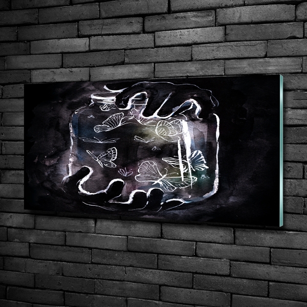 Fotoobraz na ścianę szklany Motyle w słoiku