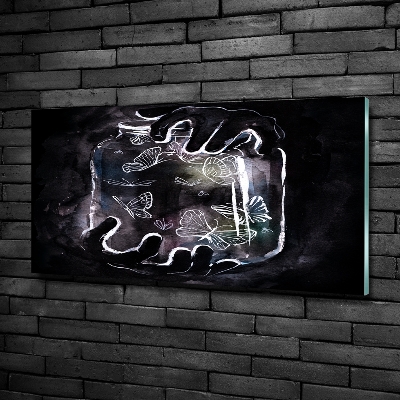 Fotoobraz na ścianę szklany Motyle w słoiku