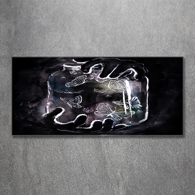 Cuadro decorativo de vidrio para salón horizontal Mariposas en un frasco