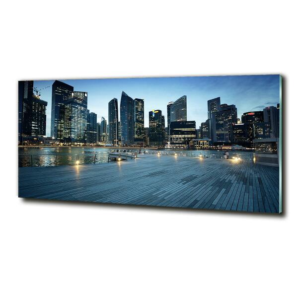 Impresión en cristal con acabado brillante horizontal Singapur de noche