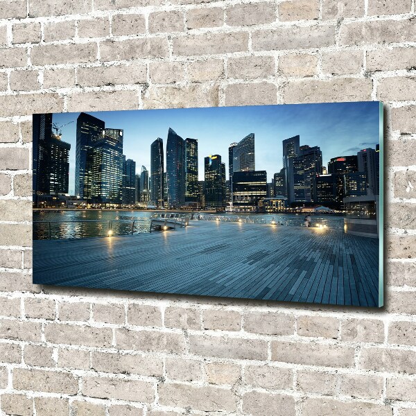 Impresión en cristal con acabado brillante horizontal Singapur de noche