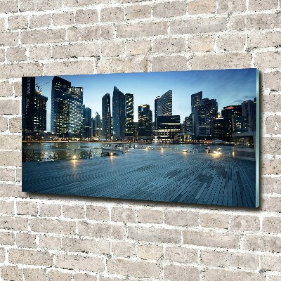 Impresión en cristal con acabado brillante horizontal Singapur de noche