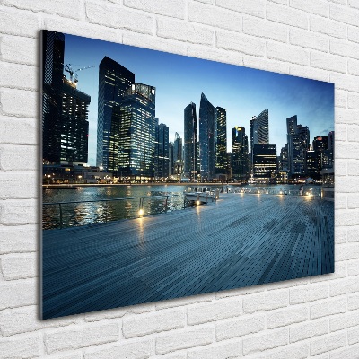 Impresión en cristal con acabado brillante horizontal Singapur de noche