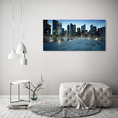 Impresión en cristal con acabado brillante horizontal Singapur de noche