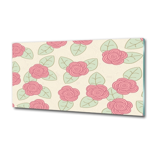 Cuadro decorativo de vidrio para salón horizontal Rosas