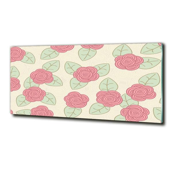 Cuadro decorativo de vidrio para salón horizontal Rosas