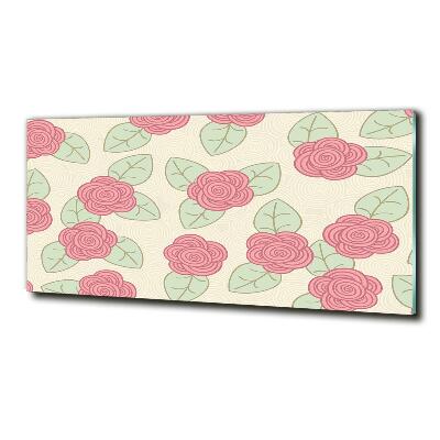 Cuadro decorativo de vidrio para salón horizontal Rosas