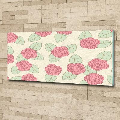 Cuadro decorativo de vidrio para salón horizontal Rosas