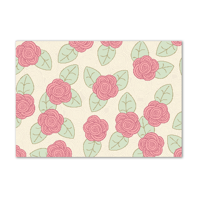 Cuadro decorativo de vidrio para salón horizontal Rosas