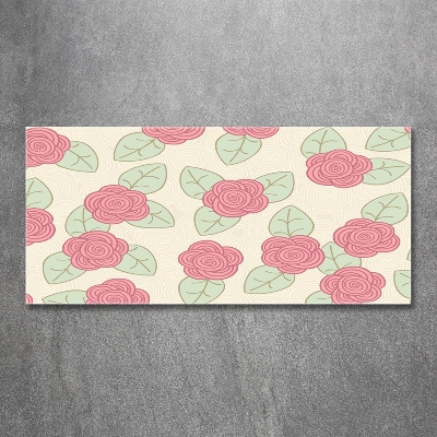Cuadro decorativo de vidrio para salón horizontal Rosas
