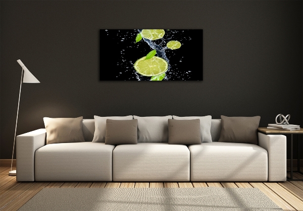 Cuadro decorativo de vidrio para salón horizontal Limas y agua