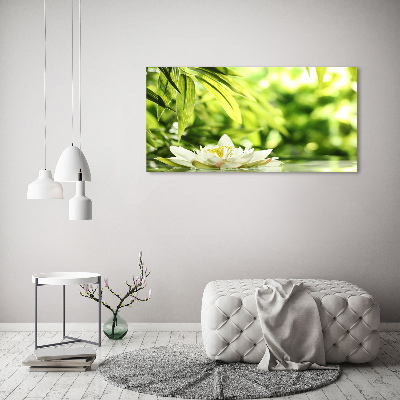 Cuadro decorativo de vidrio para salón horizontal Nenúfar
