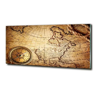 Impresión en cristal con acabado brillante horizontal Brújula en el mapa
